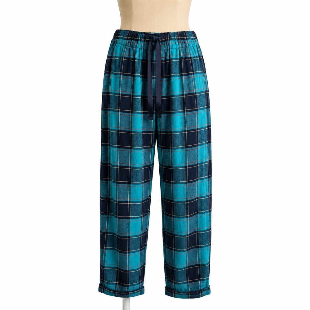 Lands End Womens Plaid Flannel‎ Pajama Pants Size M 100% Cotton Lounge Sleepwear